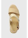 Sandále Tommy Hilfiger WEBBING HIGH WEDGE SANDAL béžová farba, FW0FW08045