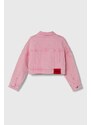 Detská rifľová bunda HUGO ružová farba