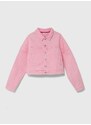 Detská rifľová bunda HUGO ružová farba