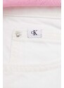 Rifľová sukňa Calvin Klein Jeans biela farba, mini, puzdrová, J20J222813