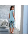 Blancheporte Pyžamo s 3/4 nohavicami z bavlny a modalu, s potlačou nebeská modrá 044
