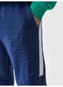 4F Chlapčenské teplákové nohavice typu jogger - námornícka modrá