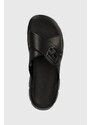 Kožené šľapky Karl Lagerfeld SUN TREKKA NFT dámske, čierna farba, na platforme, KL83504