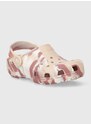Detské šľapky Crocs CLASSIC MARBLED KIDS ružová farba