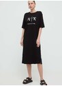 Bavlnené šaty Armani Exchange čierna farba, mini, rovný strih, 3DYA79 YJ3RZ