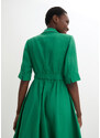 bonprix Košeľové šaty s čistého plátna, farba zelená