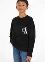 Detský bavlnený sveter Calvin Klein Jeans čierna farba