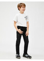 Koton Jeans Straight Leg Normal Waist - Straight Jeans with an Adjustable Elastic Waist.