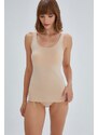 Dagi Women's Tensile Wide Collar Combed Cotton Singlet with Thick Straps.