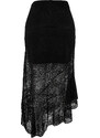 Trendyol Black Asymmetrical Midi Lined Knitted Lace Skirt
