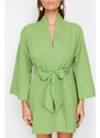 Trendyol Mini Woven 100% Cotton Kimono & Kaftan with Green Belt