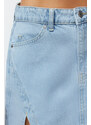 Trendyol Limited Edition Light Blue Slit Mini Denim Skirt