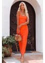 Madmext Orange Strappy Long Dress