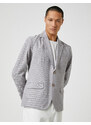 Koton Basic Blazer. Wide Collar with Buttons, Pocket Detailed.