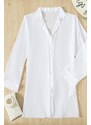 Angelsin Šifónová košeľa Plážové šaty Pareo Kimono Kaftan White