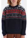 Dagi Navy Blue Jacquard Knitwear Sweater