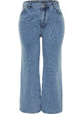 Trendyol Curve Light Blue High Waist Wide Cut Jeans