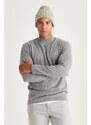 AC&Co / Altınyıldız Classics Men's Gray Melange Anti-Pilling Standard Fit Normal Cut Half Turtleneck Knitwear Sweater.