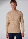 ALTINYILDIZ CLASSICS Men's Beige Anti-Pilling Standard Fit Regular Fit Half Turtleneck Dobby Knitwear Sweater