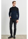 ALTINYILDIZ CLASSICS Men's Oil-Black Standard Fit Normal Cut Half Turtleneck Two Color Knitwear Sweater