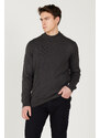 ALTINYILDIZ CLASSICS Men's Anthracite Anti-Pilling Anti-Pilling Standard Fit Half Turtleneck Knitwear Sweater