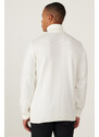 ALTINYILDIZ CLASSICS Men's Ecru Standard Fit Regular Cut Full Turtleneck Ruffled Soft Textured Knitwear Sweater
