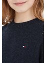 Detský vlnený sveter Tommy Hilfiger tmavomodrá farba, tenký
