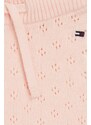 Detské bavlnené tepláky Tommy Hilfiger ružová farba, jednofarebné