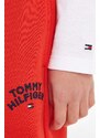 Detské tepláky Tommy Hilfiger červená farba, s nášivkou
