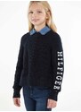 Detský bavlnený sveter Tommy Hilfiger tmavomodrá farba, teplý