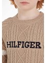 Detský sveter Tommy Hilfiger béžová farba, tenký