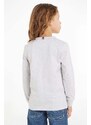 Detská bavlnená košeľa s dlhým rukávom Tommy Hilfiger šedá farba, melanžový
