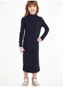 Dievčenské šaty Tommy Hilfiger tmavomodrá farba, midi, rovný strih
