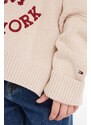 Detský bavlnený sveter Tommy Hilfiger béžová farba