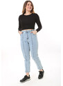 Şans Women's Plus Size Blue Cup Stitch Detail Lycra 5 Pocket Jeans
