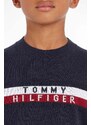 Detský bavlnený sveter Tommy Hilfiger tmavomodrá farba, tenký