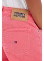 Detské rifľové krátke nohavice Tommy Hilfiger oranžová farba, jednofarebné