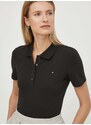 Polo tričko Tommy Hilfiger dámsky,čierna farba,WW0WW42047