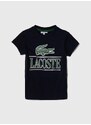 Detské bavlnené tričko Lacoste tmavomodrá farba, s potlačou
