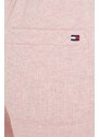 Detské bavlnené tepláky Tommy Hilfiger ružová farba, jednofarebné