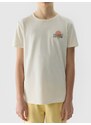 4F Chlapčenské regular tričko s potlačou - šedobiele