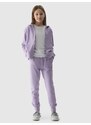 4F Dievčenské teplákové nohavice typu jogger - fialové