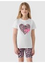 4F Dievčenské tričko s potlačou - biele