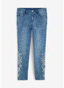 bonprix Skinny džínsy s dierkovanou výšivkou, farba modrá