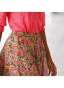 Blancheporte Rozšírená krátka sukňa s potlačou kvetín zelená/ružová 050