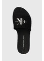 Šľapky Calvin Klein Jeans FLATFORM SANDAL MET dámske, čierna farba, na platforme, YW0YW01036,