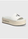 Šľapky Calvin Klein Jeans FLATFORM SANDAL MET dámske, biela farba, na platforme, YW0YW01036,