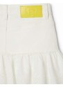 Dievčenská rifľová sukňa Desigual biela farba, mini, áčkový strih