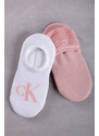 Calvin Klein Dámske ružovo-biele balerínkové ponožky Footie High-Cut Logo - dvojbalenie