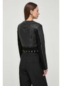 Kožená bunda Pinko dámska, čierna farba, prechodná, 103517 A1WK